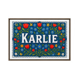 Karlie Name Art - Floral Farmhouse personalized wall print for kids