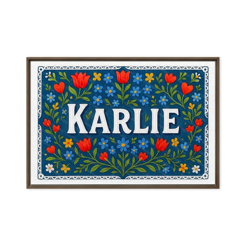 Karlie Name Art - Floral Farmhouse personalized wall print for kids