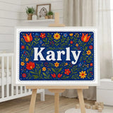 Karly Name Art - Floral Farmhouse personalized wall print for kids
