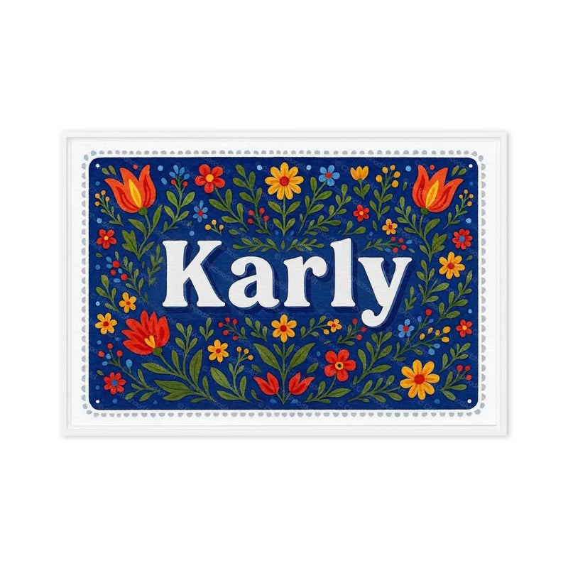 Karly Name Art - Floral Farmhouse personalized wall print for kids