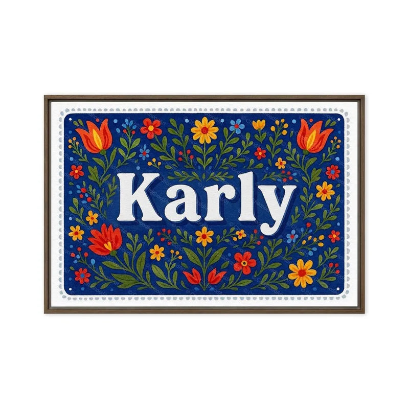 Karly Name Art - Floral Farmhouse personalized wall print for kids