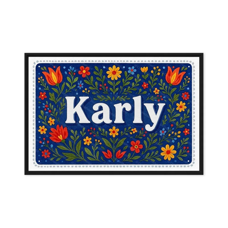 Karly Name Art - Floral Farmhouse personalized wall print for kids