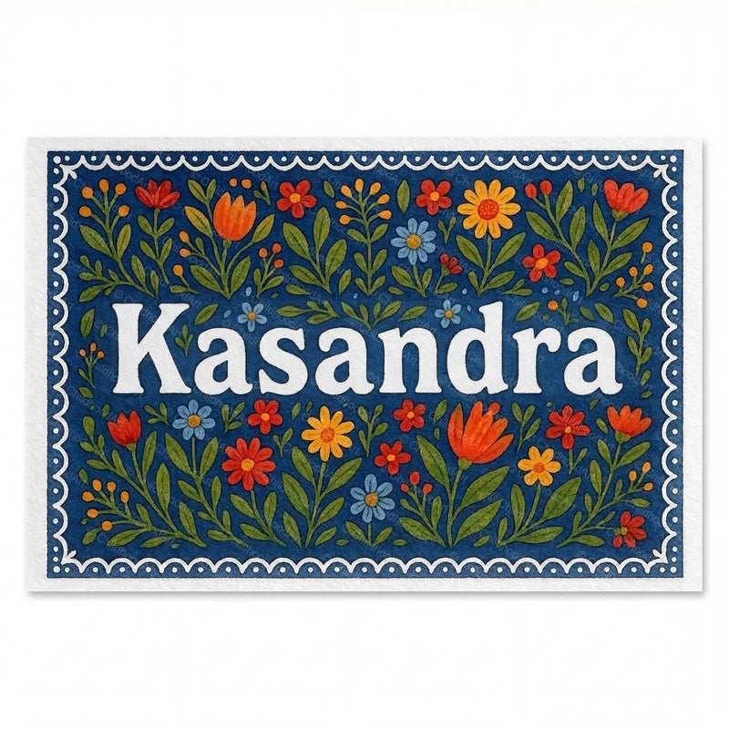 Kasandra Name Art - Floral Farmhouse personalized wall print for kids