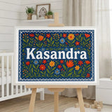 Kasandra Name Art - Floral Farmhouse personalized wall print for kids