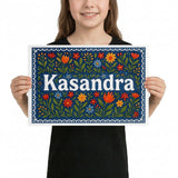 Kasandra Name Art - Floral Farmhouse personalized wall print for kids