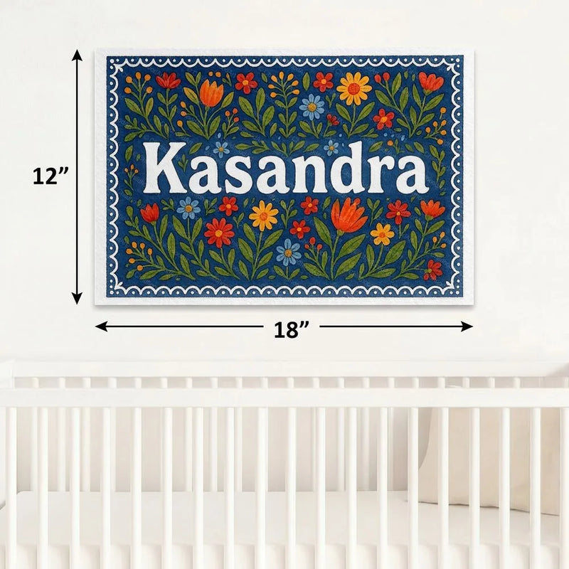 Kasandra Name Art - Floral Farmhouse personalized wall print for kids