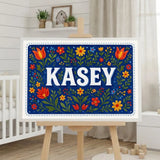 Kasey Name Art - Floral Farmhouse personalized wall print for kids