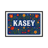 Kasey Name Art - Floral Farmhouse personalized wall print for kids