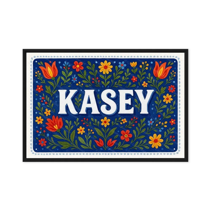 Kasey Name Art - Floral Farmhouse personalized wall print for kids