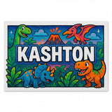 Kashton Name Art - Dinosaur Adventure personalized wall print for kids