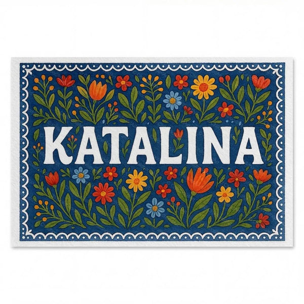 Katalina Name Art - Floral Farmhouse Personalized Wall Art