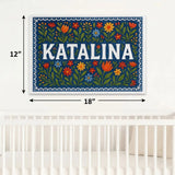 Katalina Name Art - Floral Farmhouse personalized wall print for kids