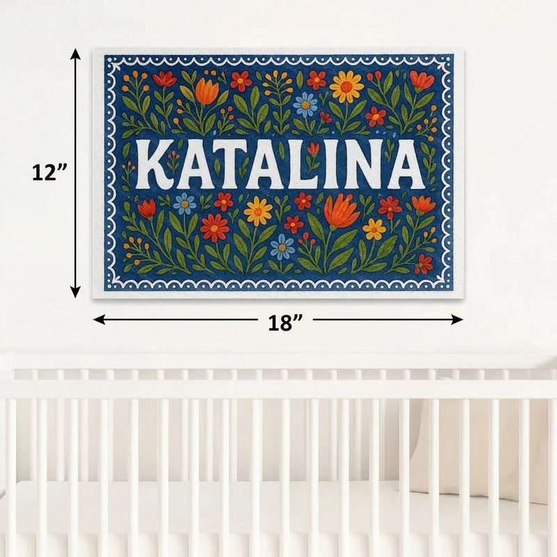 Katalina Name Art - Floral Farmhouse personalized wall print for kids