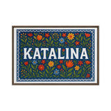 Katalina Name Art - Floral Farmhouse personalized wall print for kids