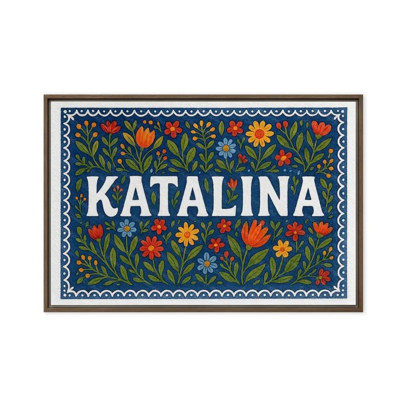 Katalina Name Art - Floral Farmhouse personalized wall print for kids