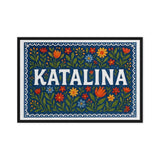 Katalina Name Art - Floral Farmhouse personalized wall print for kids