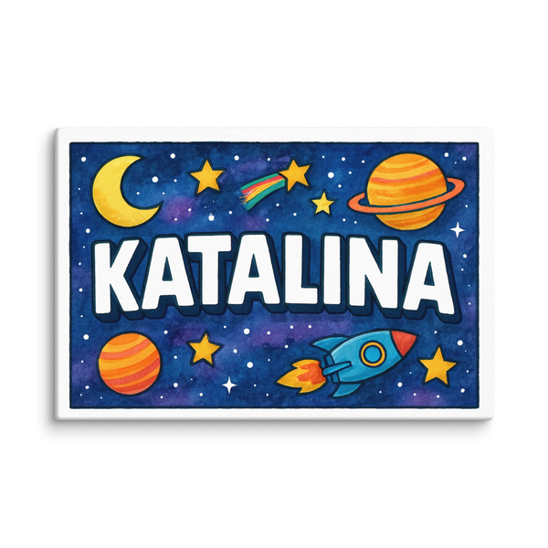 Katalina Name Art - Space Explorers Personalized Wall Art