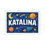 Katalina Name Art - Space Explorers personalized wall print for kids