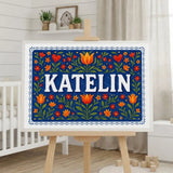 Katelin Name Art - Floral Farmhouse personalized wall print for kids