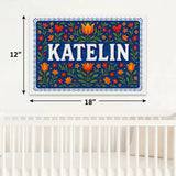 Katelin Name Art - Floral Farmhouse personalized wall print for kids