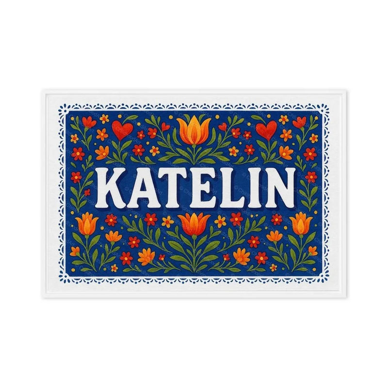 Katelin Name Art - Floral Farmhouse personalized wall print for kids