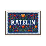 Katelin Name Art - Floral Farmhouse personalized wall print for kids