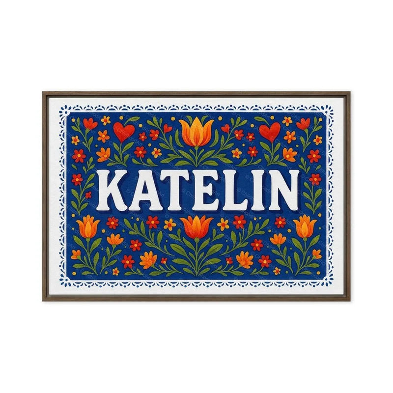 Katelin Name Art - Floral Farmhouse personalized wall print for kids