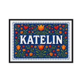 Katelin Name Art - Floral Farmhouse personalized wall print for kids