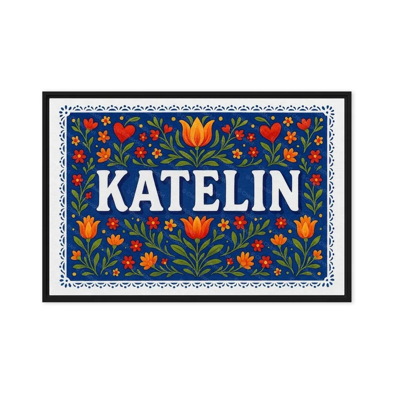 Katelin Name Art - Floral Farmhouse personalized wall print for kids