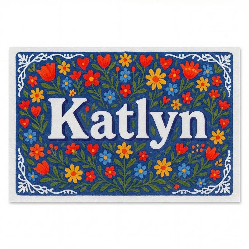Katlyn Name Art - Floral Farmhouse personalized wall print for kids