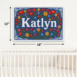 Katlyn Name Art - Floral Farmhouse personalized wall print for kids