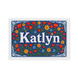 Katlyn Name Art - Floral Farmhouse personalized wall print for kids