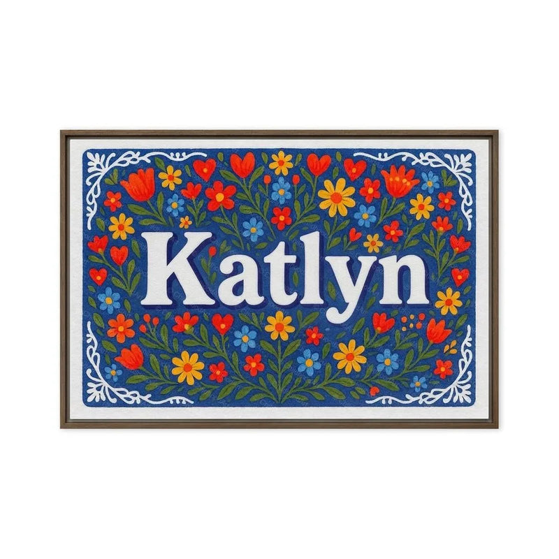 Katlyn Name Art - Floral Farmhouse personalized wall print for kids