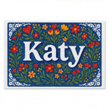 Katy Name Art - Floral Farmhouse personalized wall print for kids