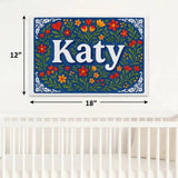 Katy Name Art - Floral Farmhouse personalized wall print for kids