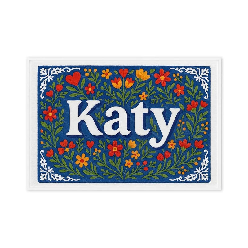 Katy Name Art - Floral Farmhouse personalized wall print for kids