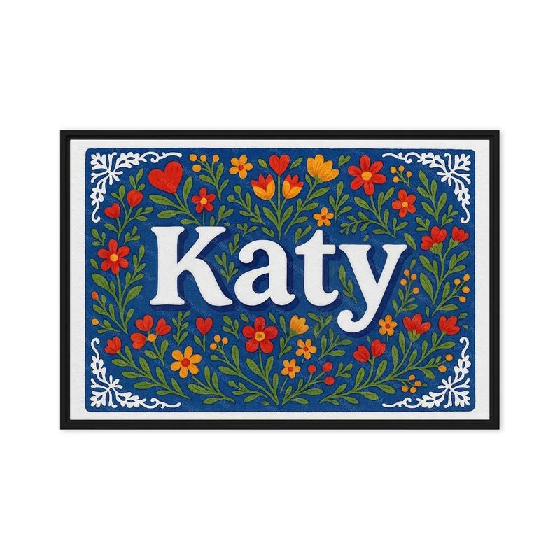 Katy Name Art - Floral Farmhouse personalized wall print for kids
