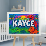 Kayce Name Art - Dinosaur Adventure personalized wall print for kids