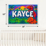 Kayce Name Art - Dinosaur Adventure personalized wall print for kids