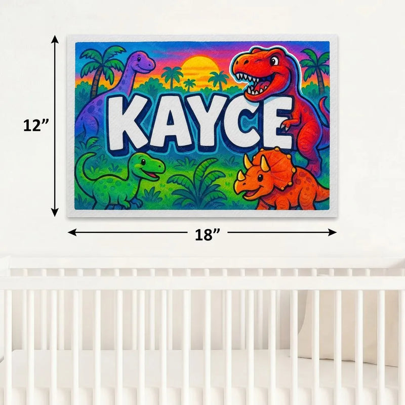 Kayce Name Art - Dinosaur Adventure personalized wall print for kids