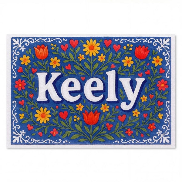 Personalized Keely name art print in the Floral farmhouse style