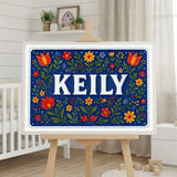 Keily Name Art - Floral Farmhouse personalized wall print for kids