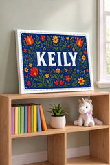 Keily Name Art - Floral Farmhouse personalized wall print for kids