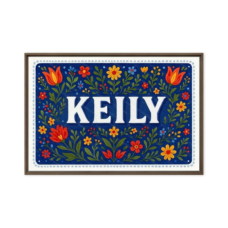 Keily Name Art - Floral Farmhouse personalized wall print for kids