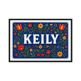 Keily Name Art - Floral Farmhouse personalized wall print for kids