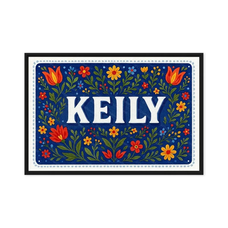 Keily Name Art - Floral Farmhouse personalized wall print for kids