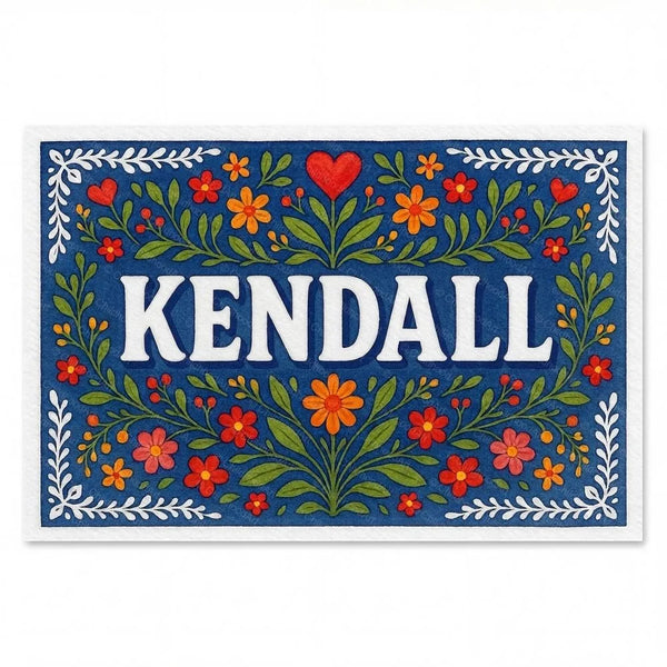 Personalized Kendall name art print in the Floral farmhouse style