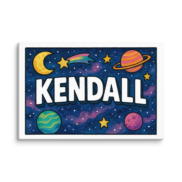 Space explorers themed name art featuring Kendall
