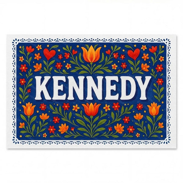 Kennedy Name Art - Floral Farmhouse Personalized Wall Art