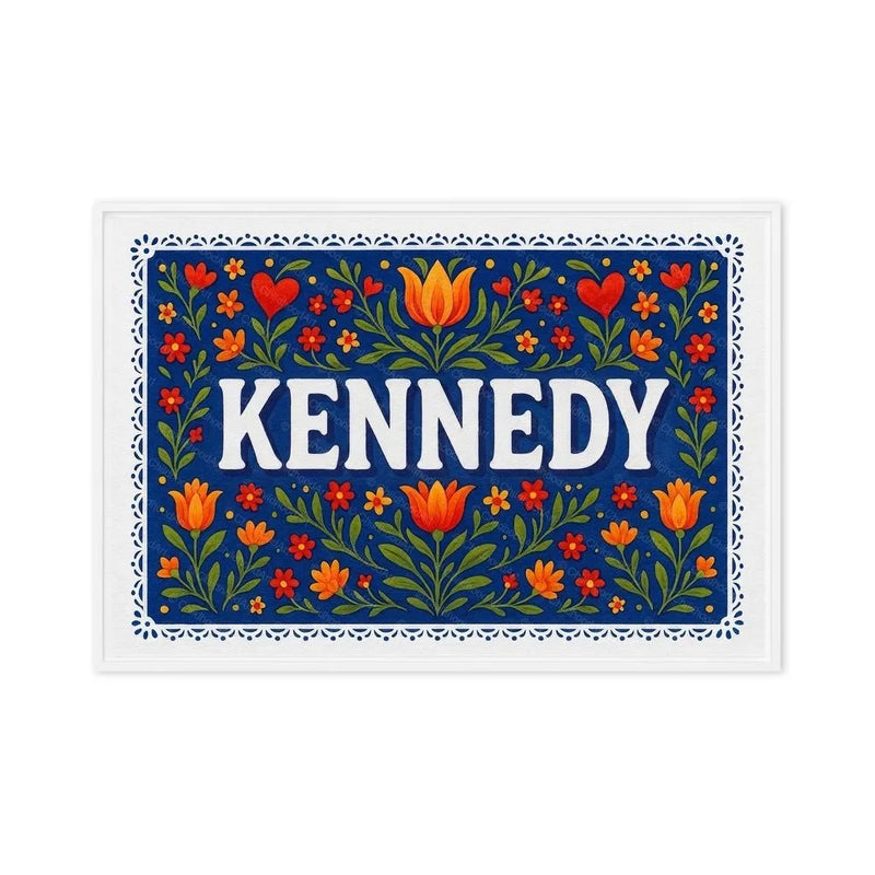 Kennedy Name Art - Floral Farmhouse personalized wall print for kids